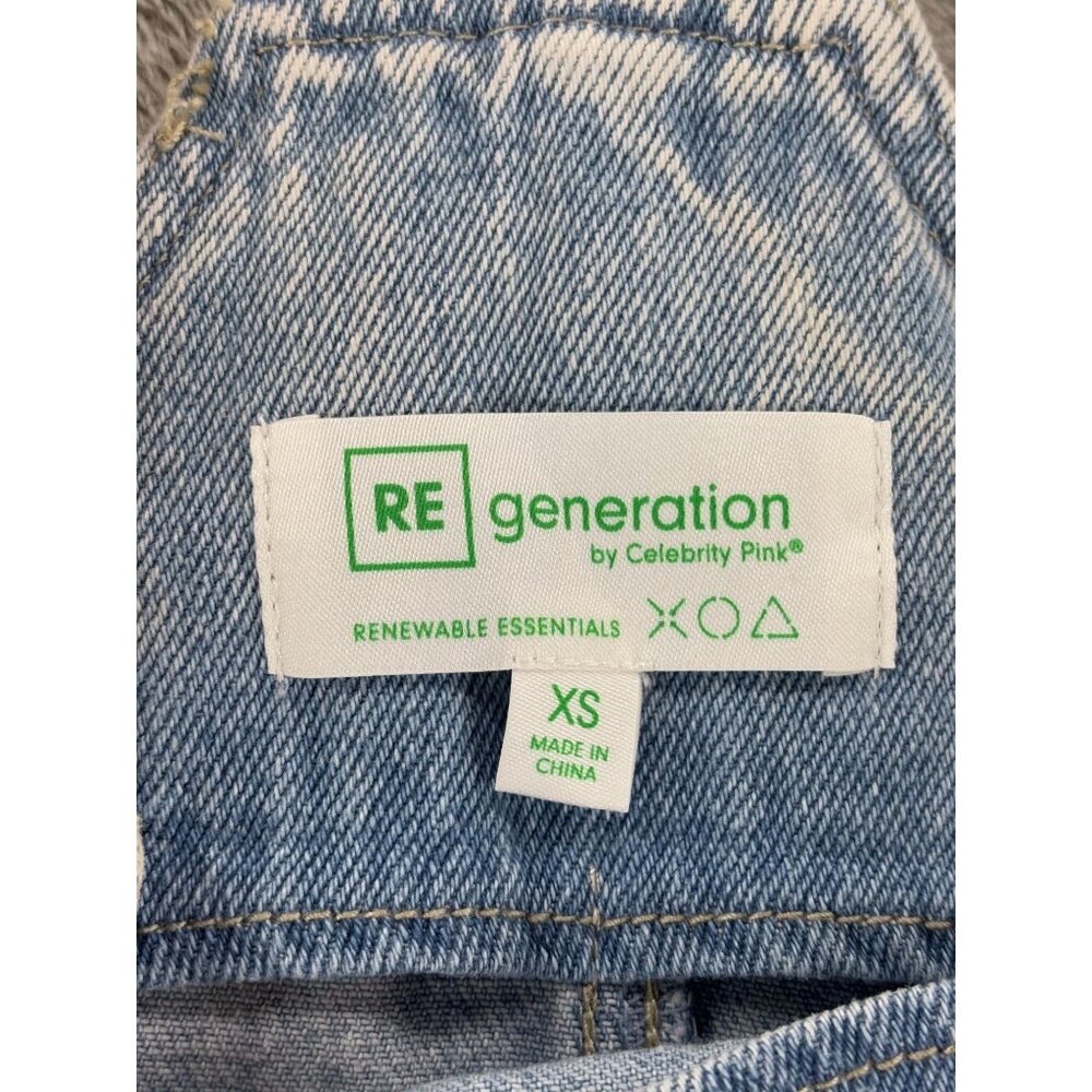 Regeneration By Celebrity Pink Daisy Dress Overall Denim Jumper Womens XS - Picture 4 of 7